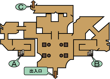 闇の遺跡のマップ(フロア1)